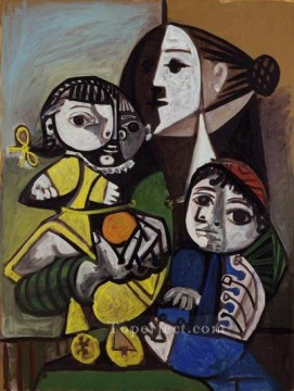 Madre con hijos al naranja 1951 cubismo Pablo Picasso Pinturas al óleo